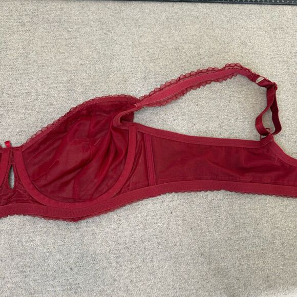 Adore Me Bra Women 42DD Red Lace Sheer Balconette Underwire Unlined Lingerie NEW - Picture 6 of 9